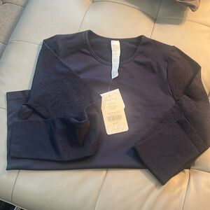 FABLETICS Sync Seamless Long-Sleeve Top Navy Blue Womens Size L NWT